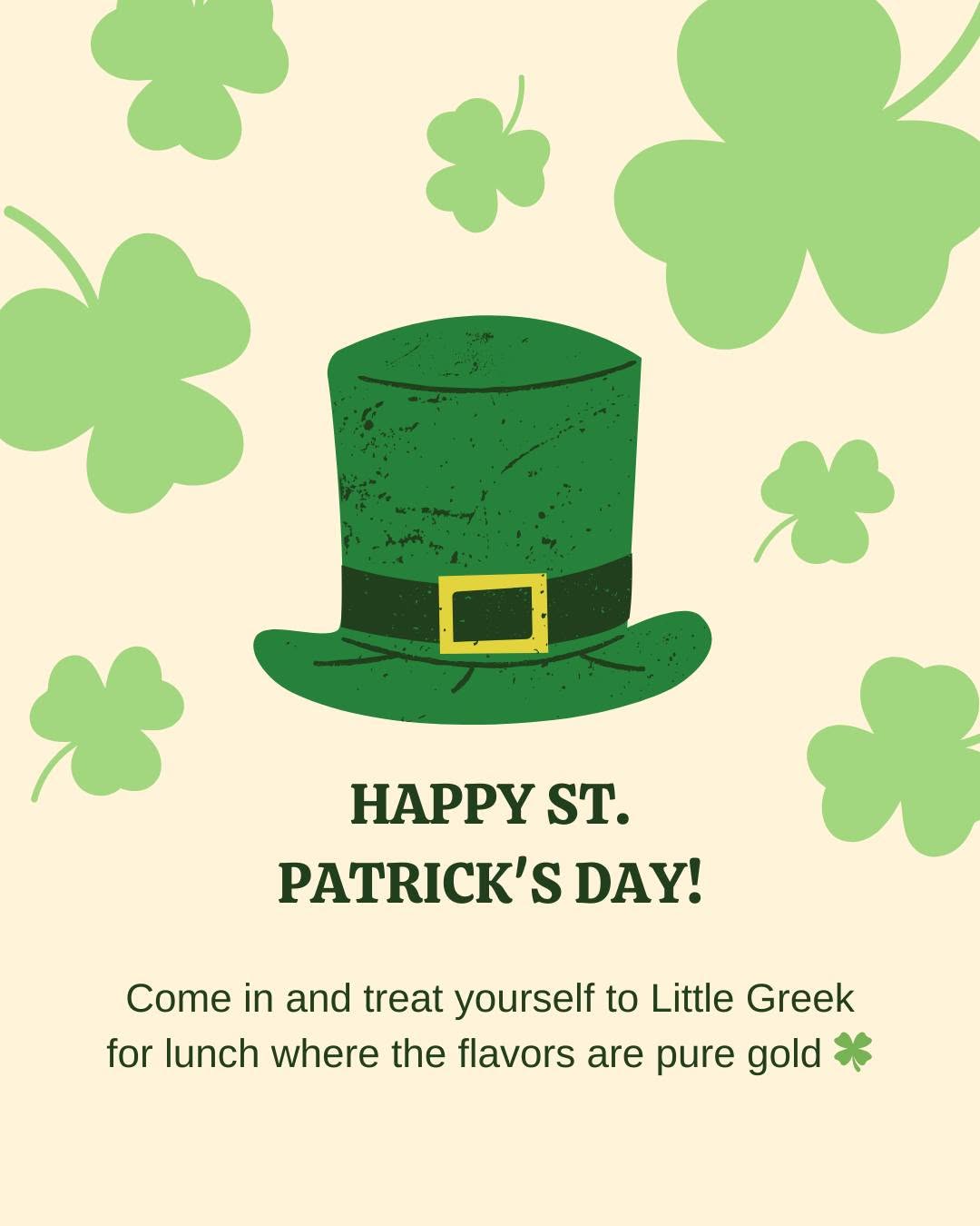 Celebrate St. Patrick’s Day with Little Greek Fresh Grill! 🍀 Our vibrant flavors are pure gold, perfect for the occasion✨ #LittleGreek #StPatricksDay #FreshGreekCuisine